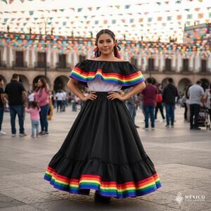 Traditional Mexican Jalisco set double vuelo skirt Set – Handmade Two-Piece